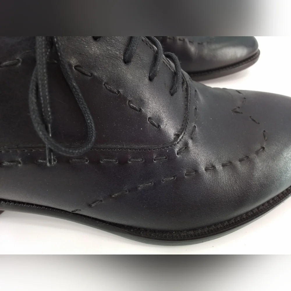 Paul Fredrick DARK NAVY Leather Dress Shoes Mens Sz 10 M Oxford BUCKSTITCH